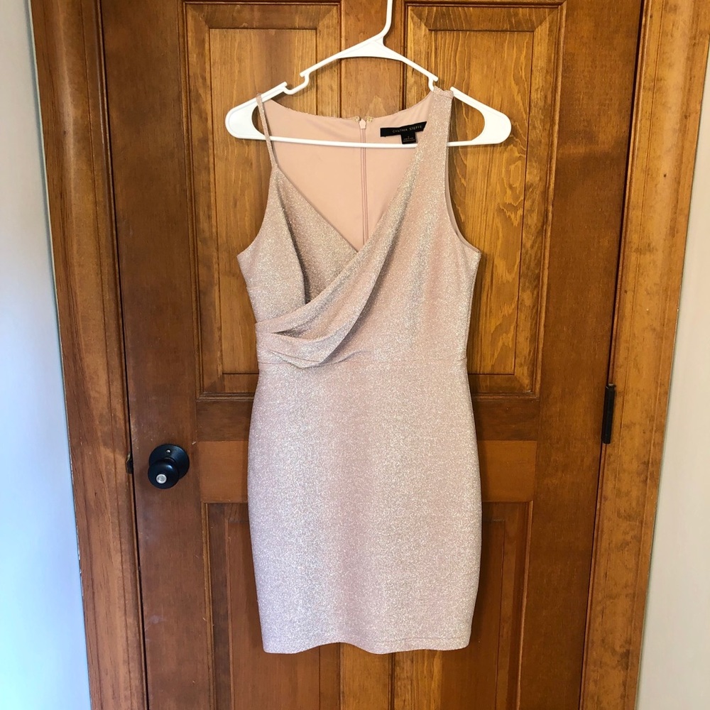 Cynthia Steffe pink shimmer fitted cocktail dress